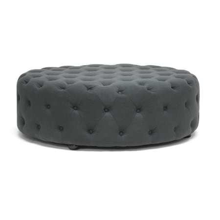 Baxton Studio Cardiff Dark Gray Linen Modern Tufted Ottoman 87-4390